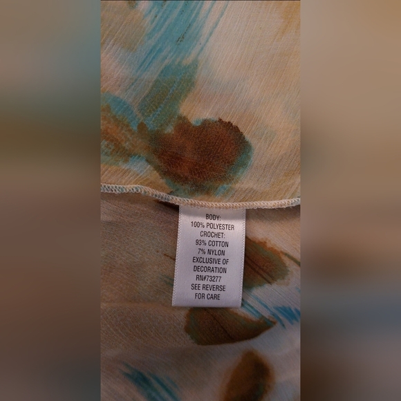 Apt 9 Women's Sheer Floral Crochet Boho Flowy Blouse Batwing Size 1X Muted Retro - Picture 2 of 7